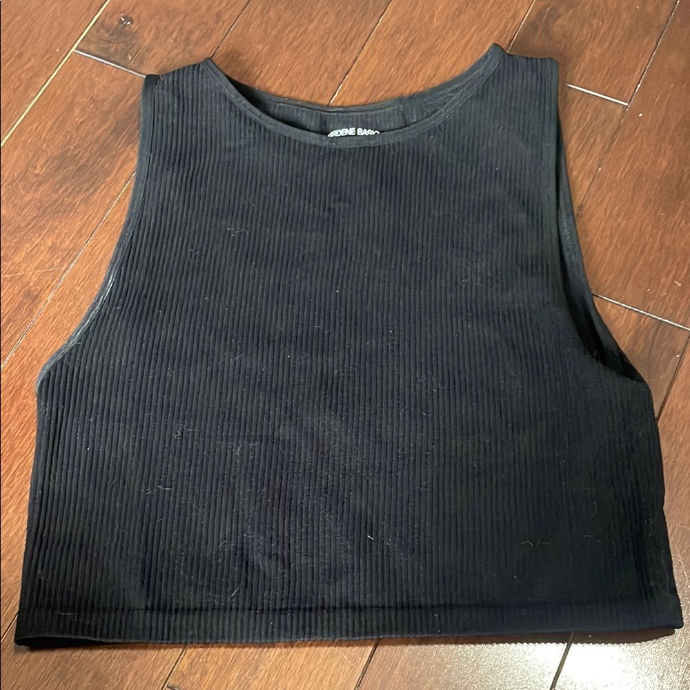 Ardene Black Ribbed Cropped Tank